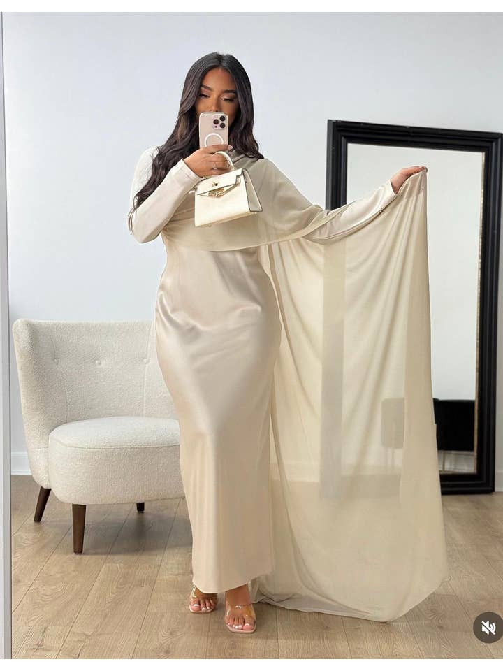 LORIANE - Wholesale Dress - Women's - 10612 Long satin dress4