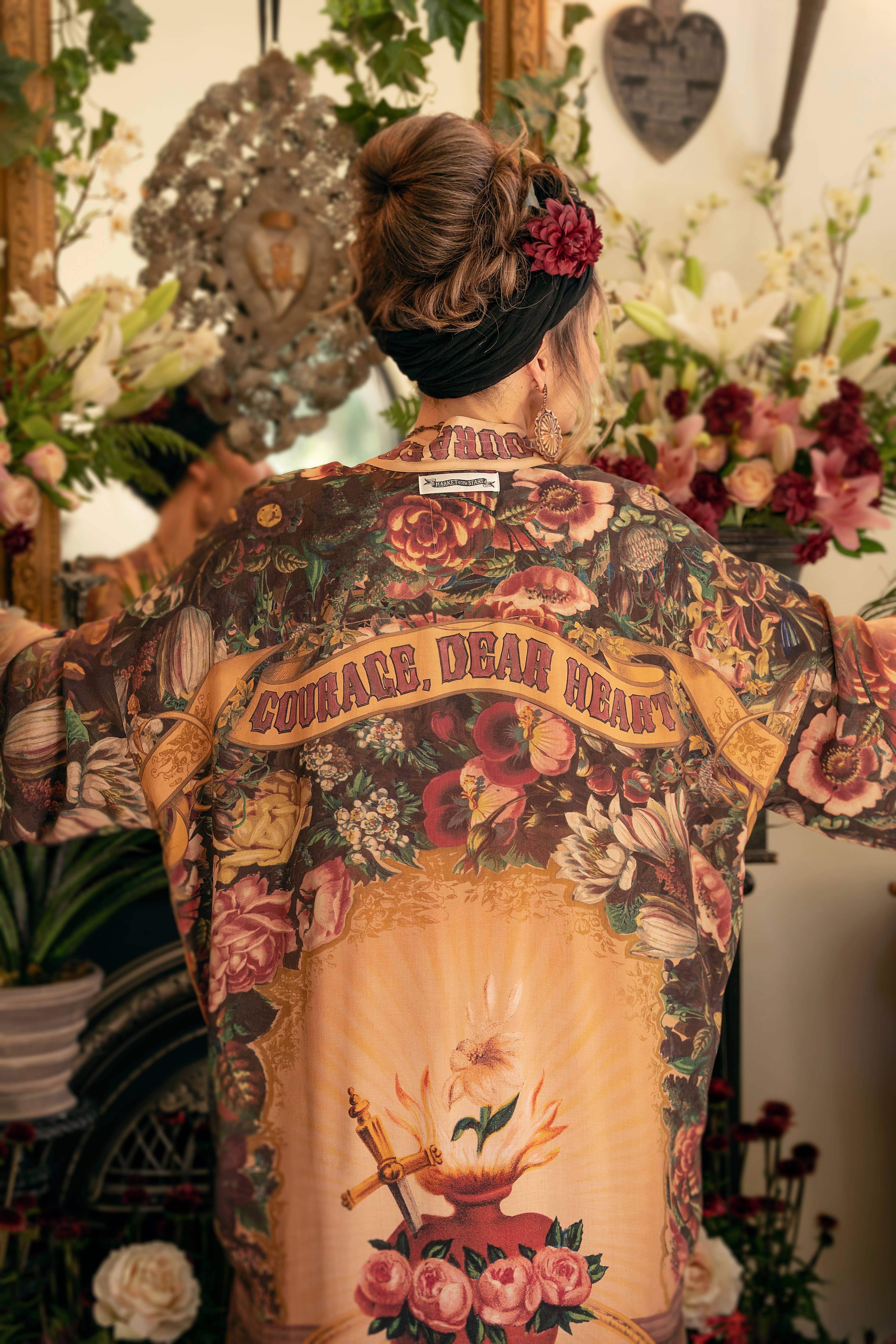 Market of Stars (USA) - Wholesale Kimono - Women's - Courage Dear Heart Opera Duster Kimono Robe w/ Sacred Heart4