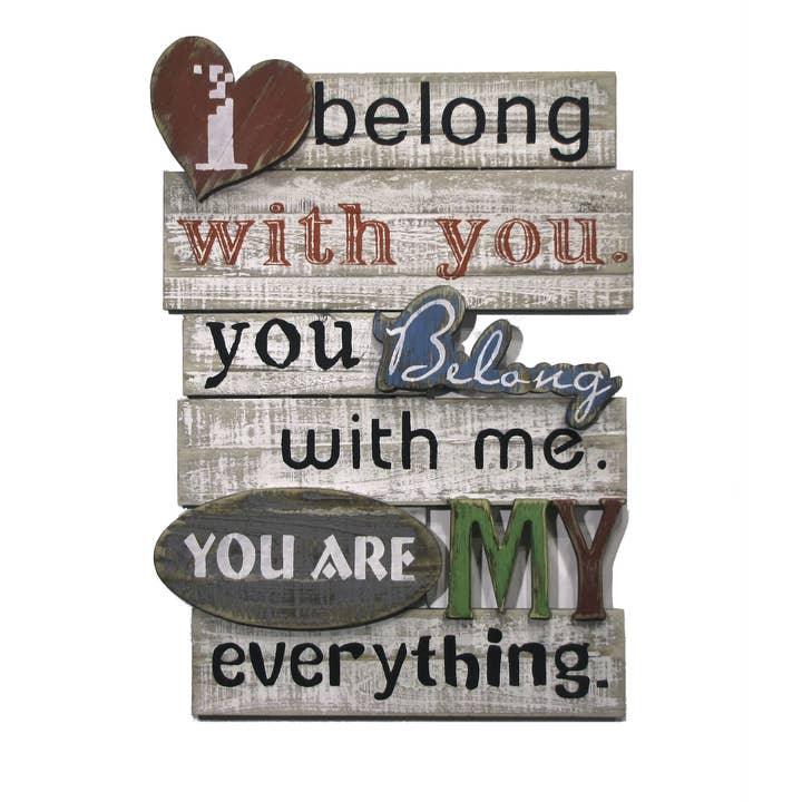 Placa de madera inspiradora con texto en inglés «I Belong with You» para venta al por mayor de Wilco Home