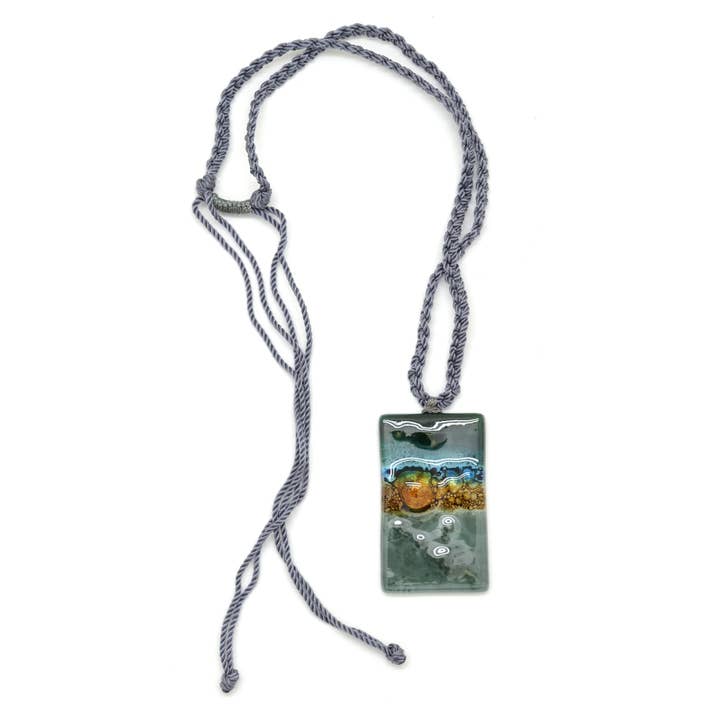 Dunitz & Company - Wholesale Pendant/Charm Necklace - Rectangle Glass Pendant Necklace - Handmade8