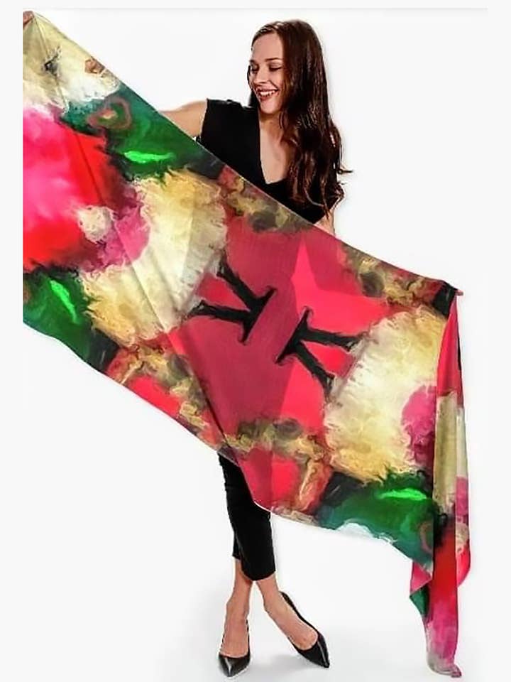 Foulard en cachemire et soie « My Christmas Teddy Bear » pour la vente par Lady Barbara Pinson Artist