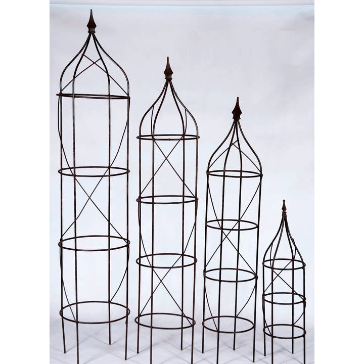 Garden Iron And More - Wholesale Outdoor Ornament/Decor - Graduated Sizes of Iron Heavy Round Obelisks with Cast