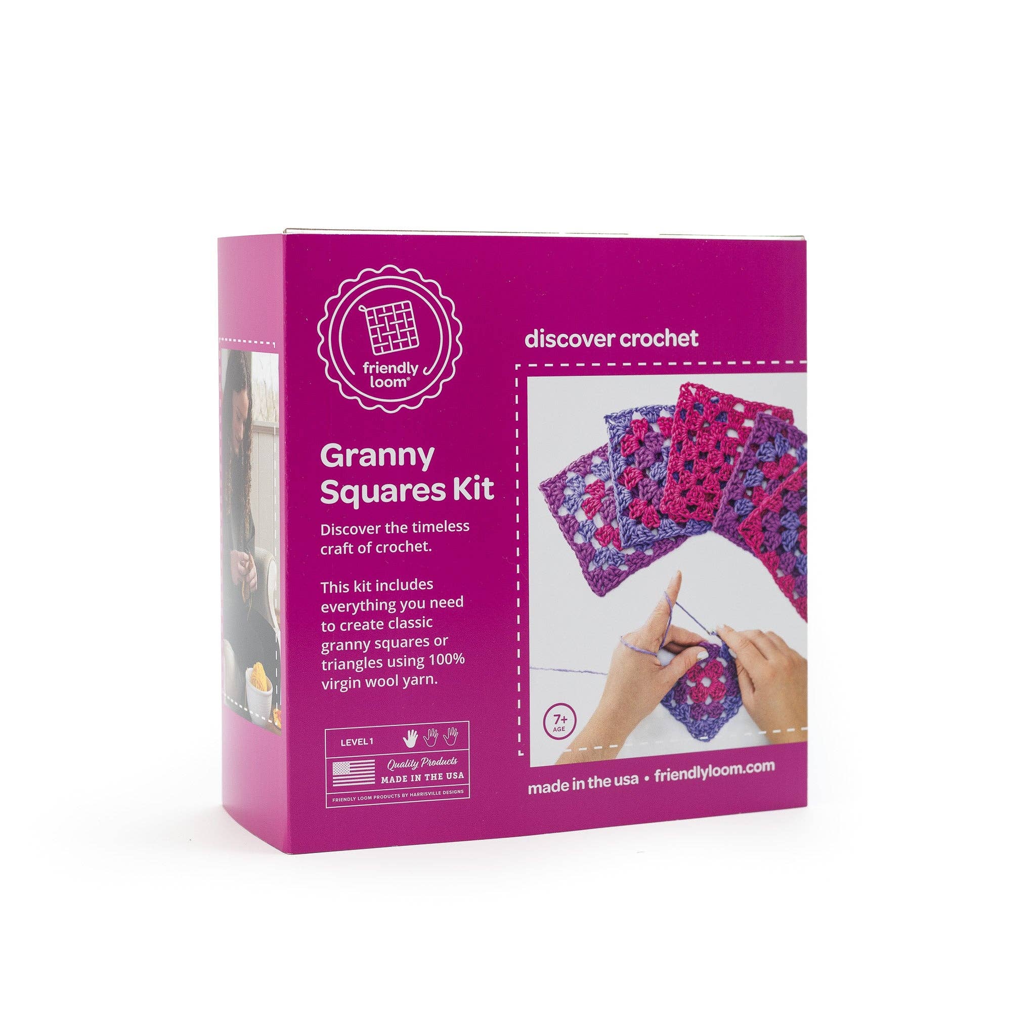 Friendly Loom - Wholesale Knitting/Crochet Supplies - Explore Crochet: Granny Square Kit – Berry