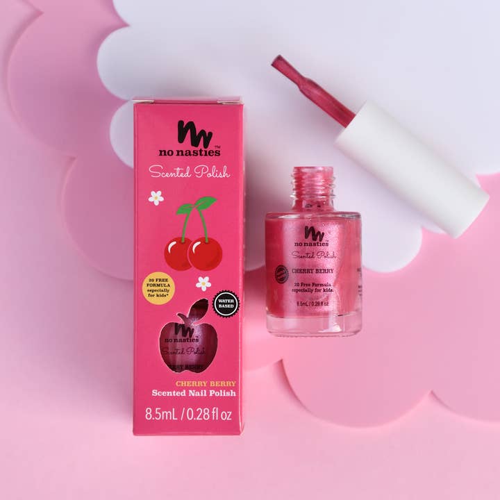 20 Free Non Toxic Scented Nail Polish - Cherry Berry for wholesale by No Nasties Kids UK