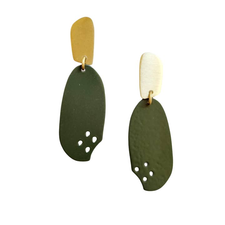 Boucle d'oreille en céramique Capri vert foncé pour la vente par ZODA