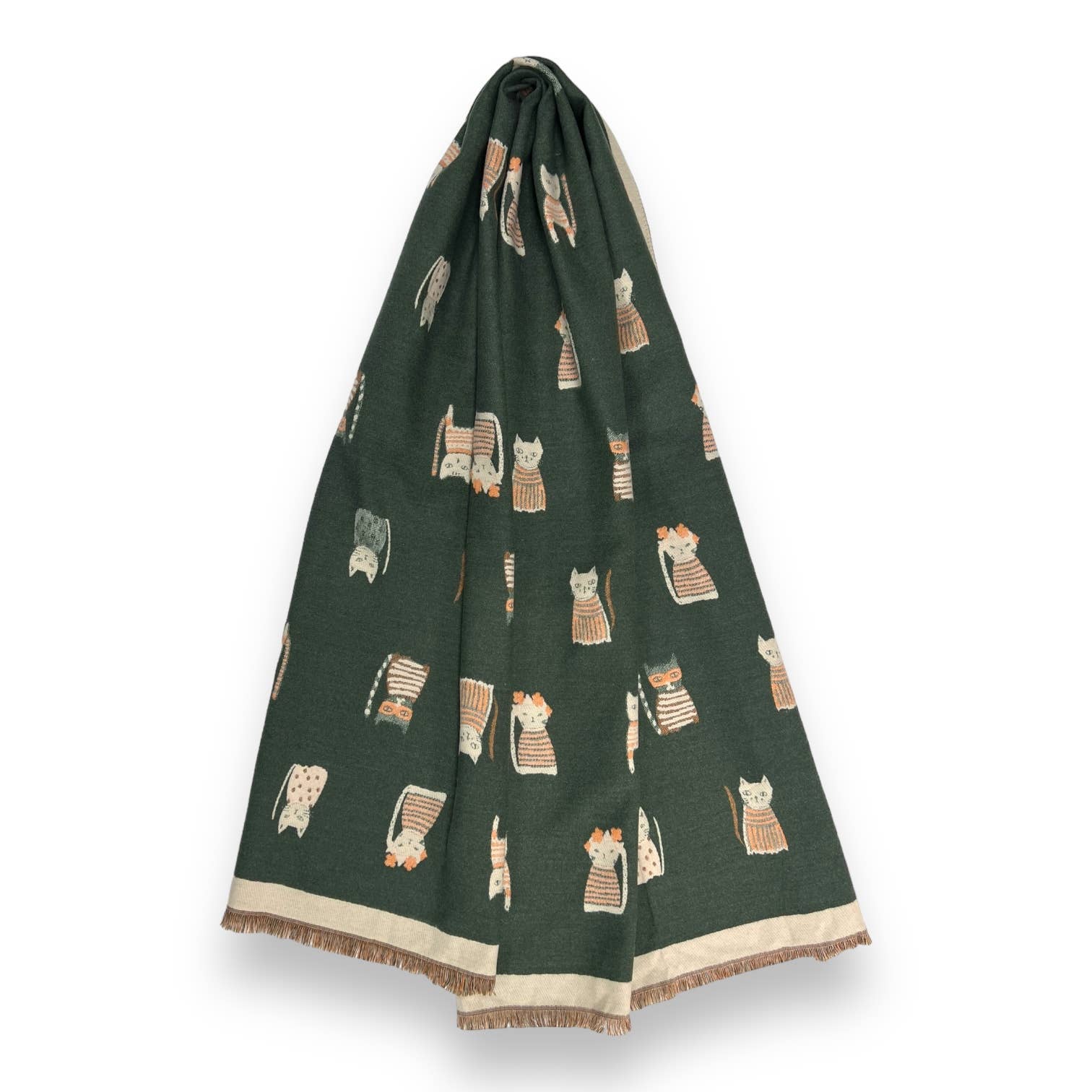 London Scarves - Vente Écharpe – femme - Écharpe réversible en laine mélangée à motifs de chats colorés8