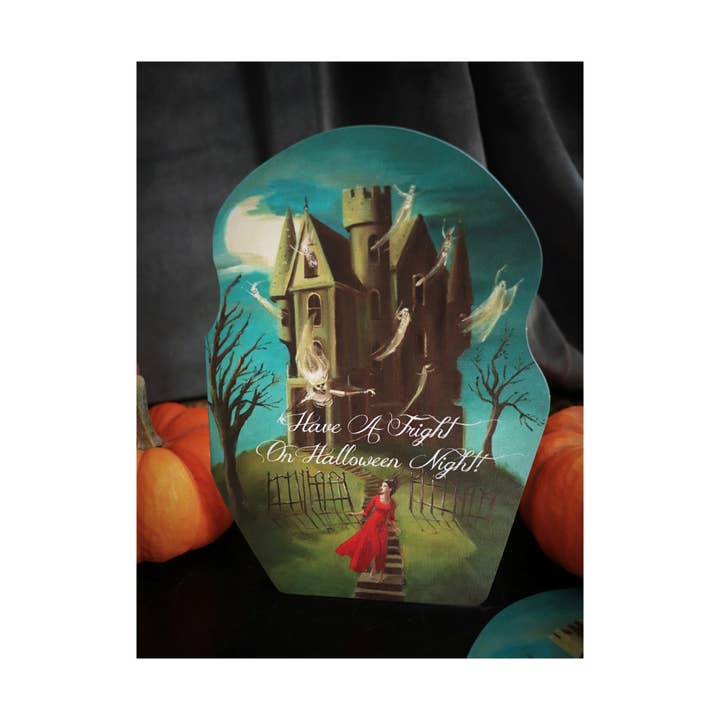JANET HILL STUDIO - Wholesale Halloween Card - Have A Fright On Halloween Night Die Cut Card.