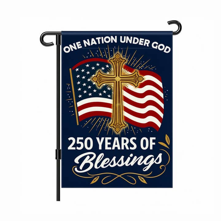 AGAS 250th Anniversary Garden Flag 12x18 inch- Cross Flag for wholesale by AGAS MFG INC