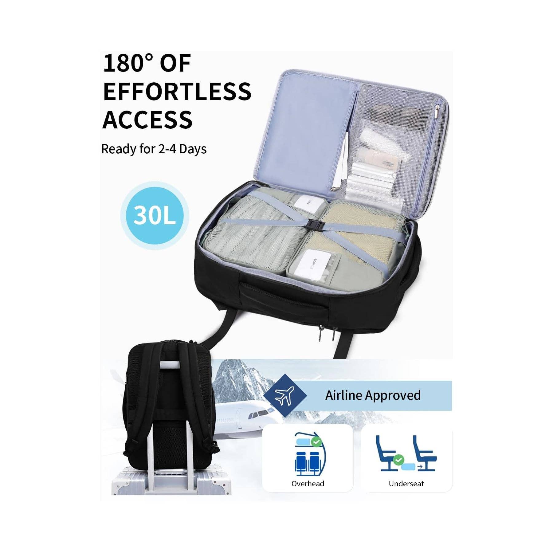 wandf - Vendita all'ingrosso Zaino - Unisex - Zaino da viaggio ECOHUB Carry On per laptop da 17 pollici, 12 tasche1