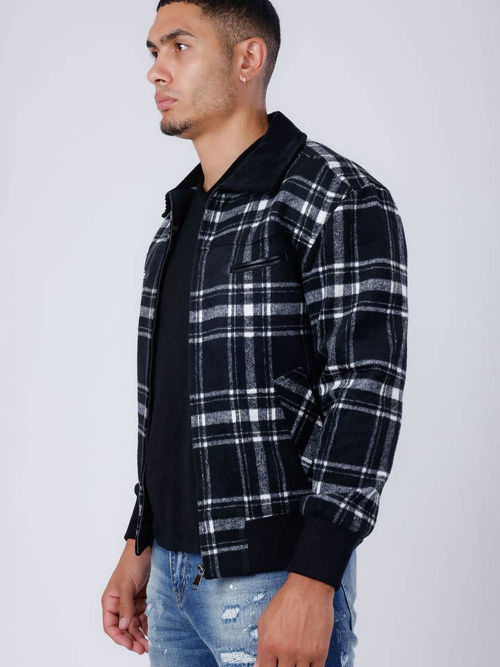 BARABAS - Venta al por mayor Chaqueta - Hombre - Chaqueta bomber de invierno de lana a cuadros para hombre 4BH912
