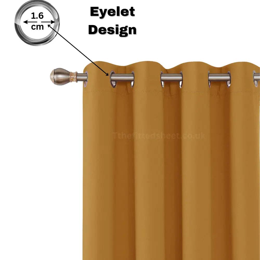 The Fitted Sheets – wholesale Curtain – Ochre Thermal Blackout Curtains – Vogue Eyelet , 2 Panels2