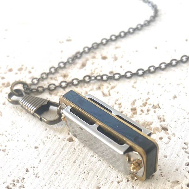Wanderlust by VB&Co. - Wholesale Pendant/Charm Necklace - Harmonica necklace vintage rustic music jewelry museum2