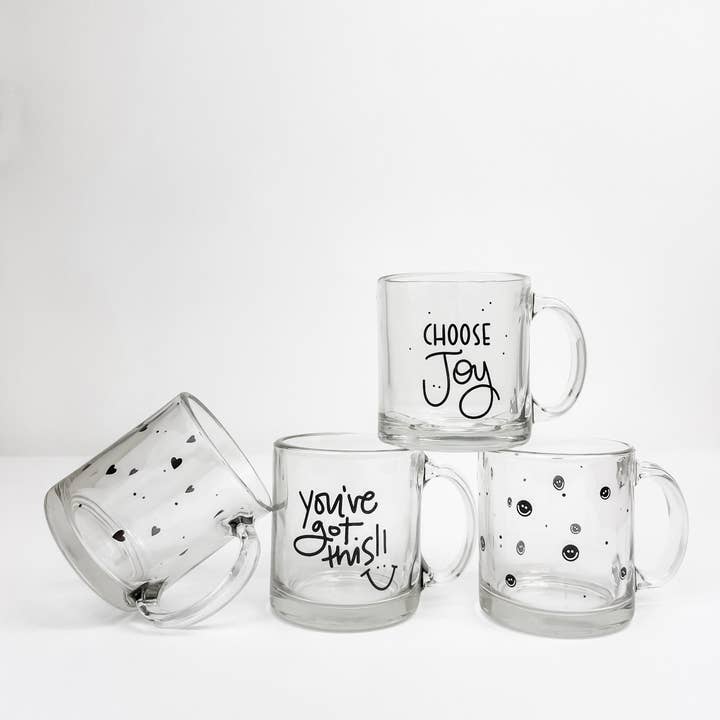 Smiles + Heart - Wholesale Coffee Mug - Cup of Hearts 13 oz Glass Mug