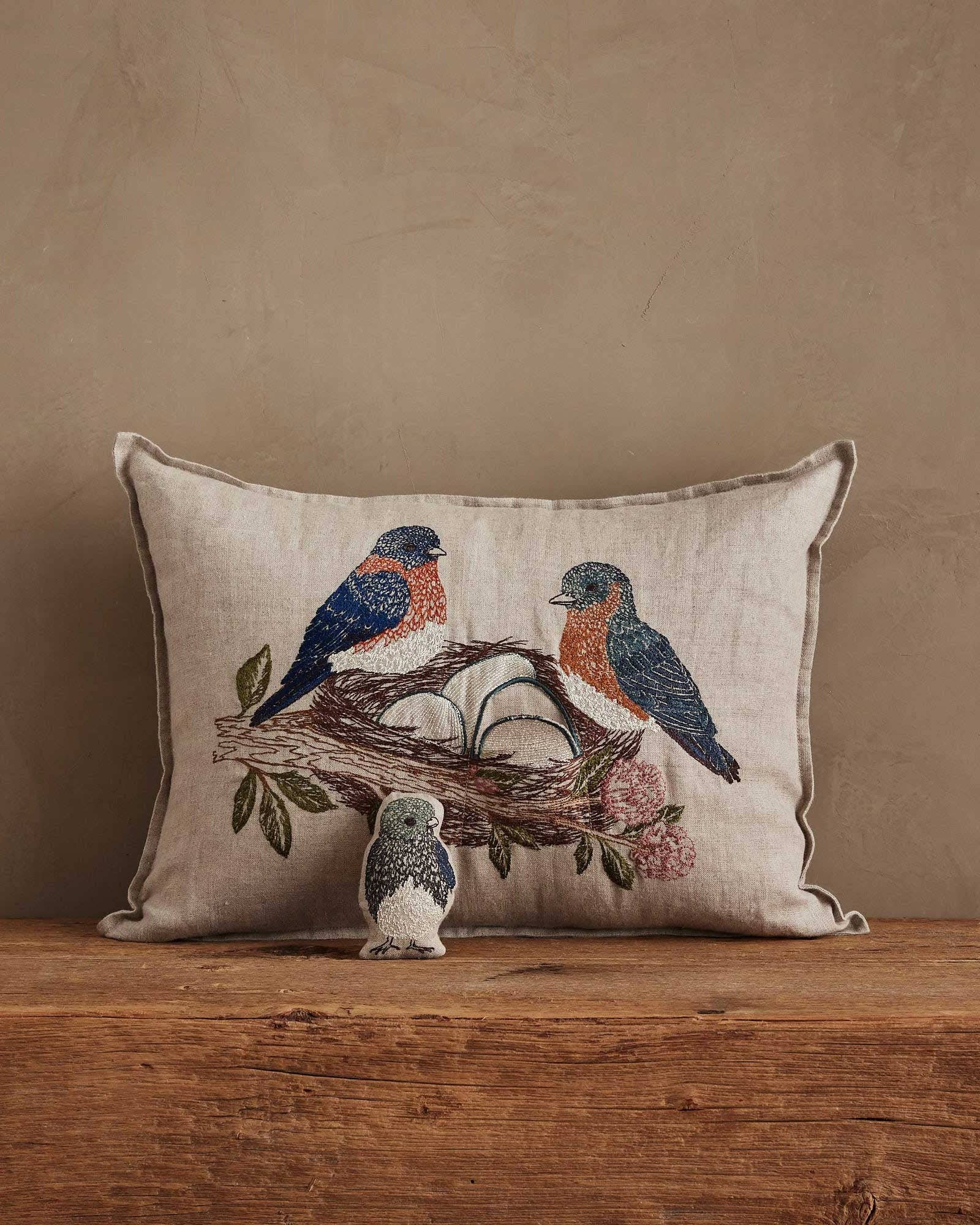 Coral & Tusk – Almofada decorativa/de sofá por atacado – Almofada de bolso com ninho de pássaro azul3