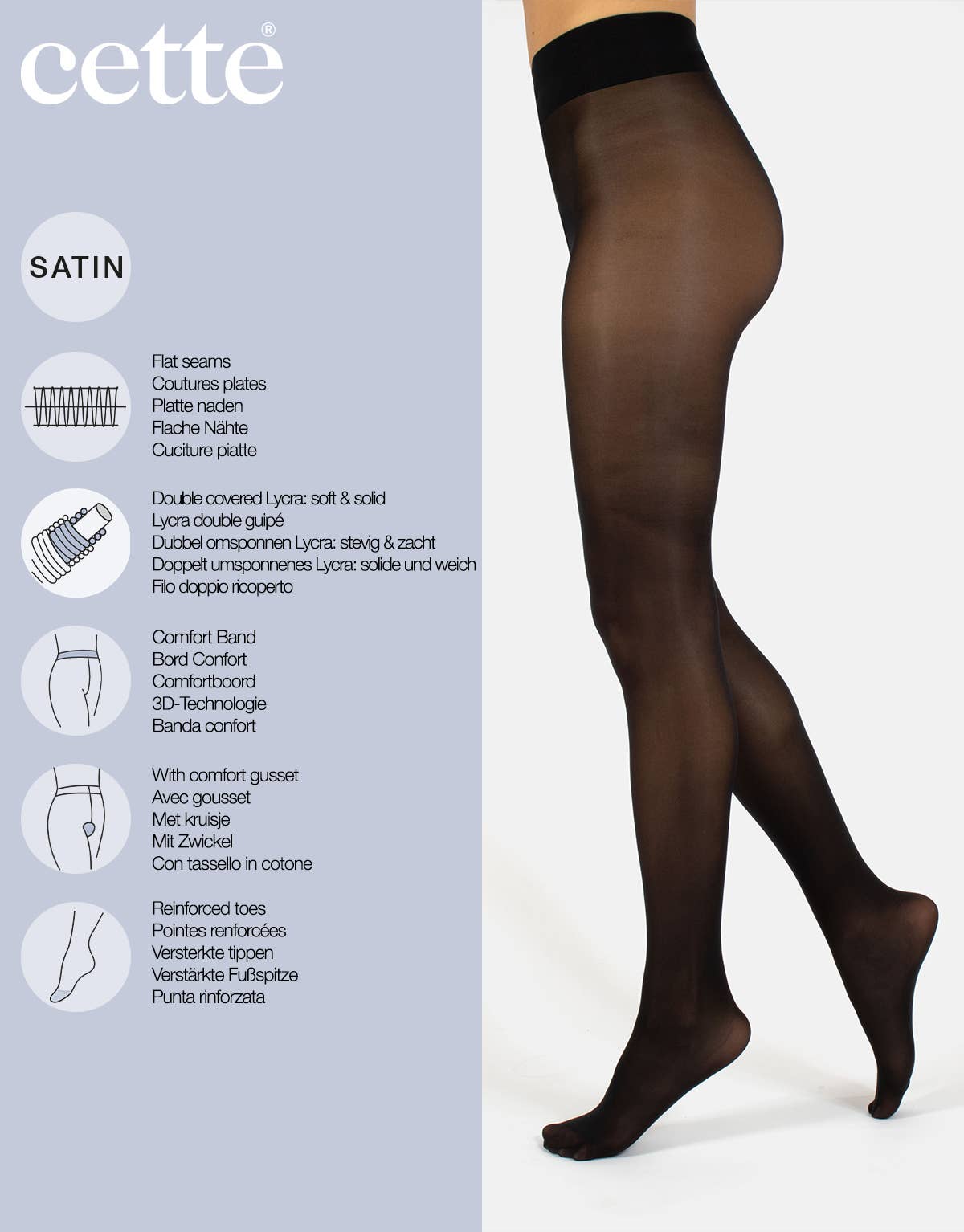 Cette - Vente Collants – femme - Collant semi-opaque, finition satinée, tailles 40DEN jusqu'au 4XL6