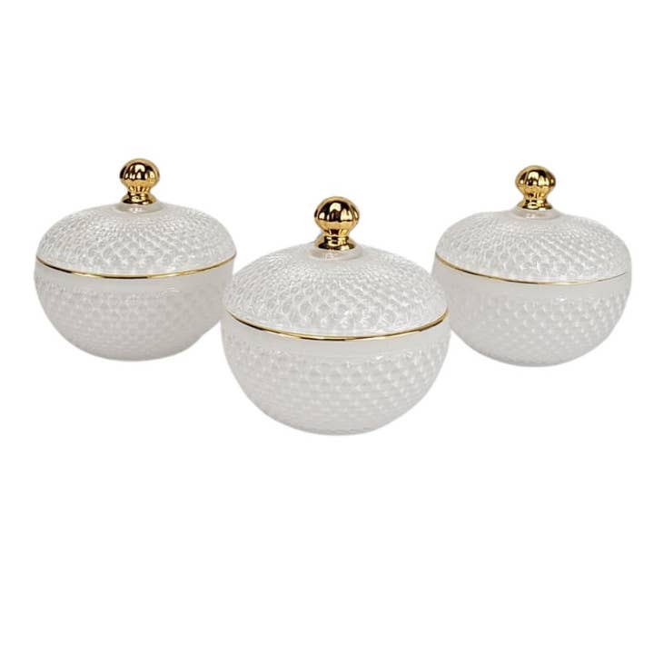 General Wax - Candle Making Supplies - Venta al por mayor Candelabros - Vaso grande para velas de tocador blanco/dorado de 10 oz2