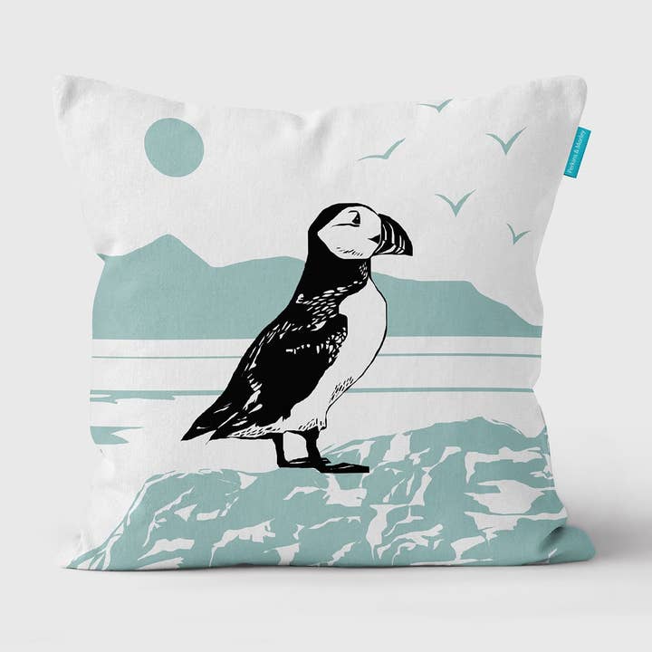 Puffin Cushion One World for wholesale by Perkins & Morley
