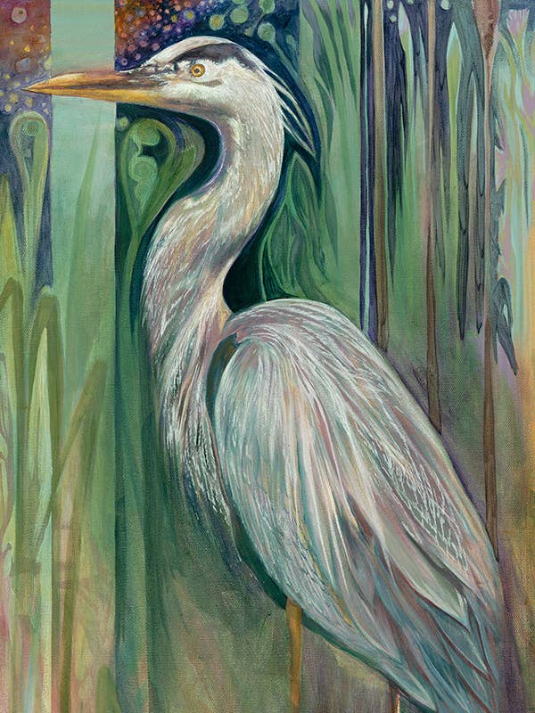 Carte de correspondance "Héron" pour la vente par Mary Bea Art