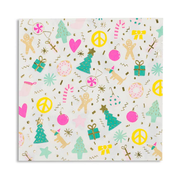 Merry + Bright Large Napkins - 16 Pk. for wholesale by Jollity & Co. + Daydream Society