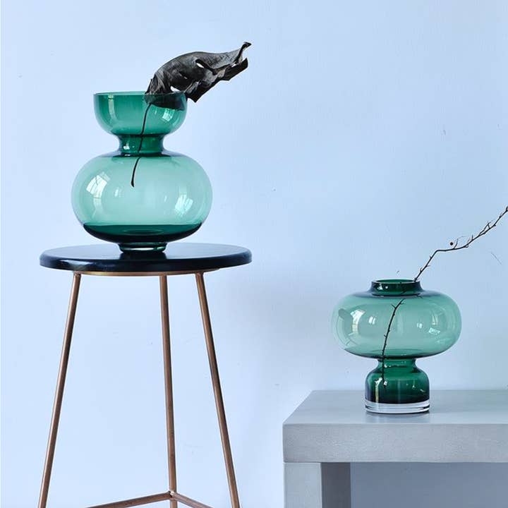 Green Gourd Glass Vase - Small and Large for wholesale by Noah Decoration