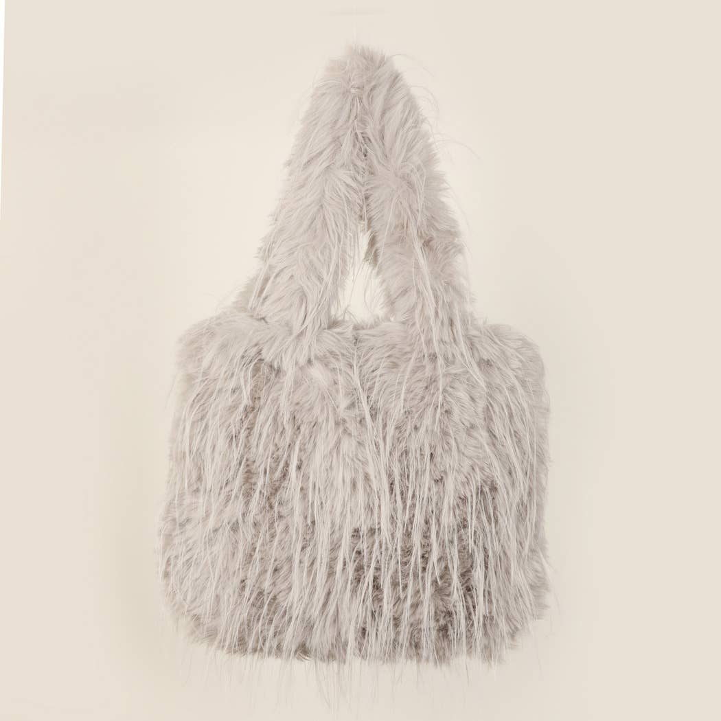 Fashion City - Wholesale Tote Bag - Unisex - Fluffy Faux Fur Tote Solid Color Shoulder Handbag4