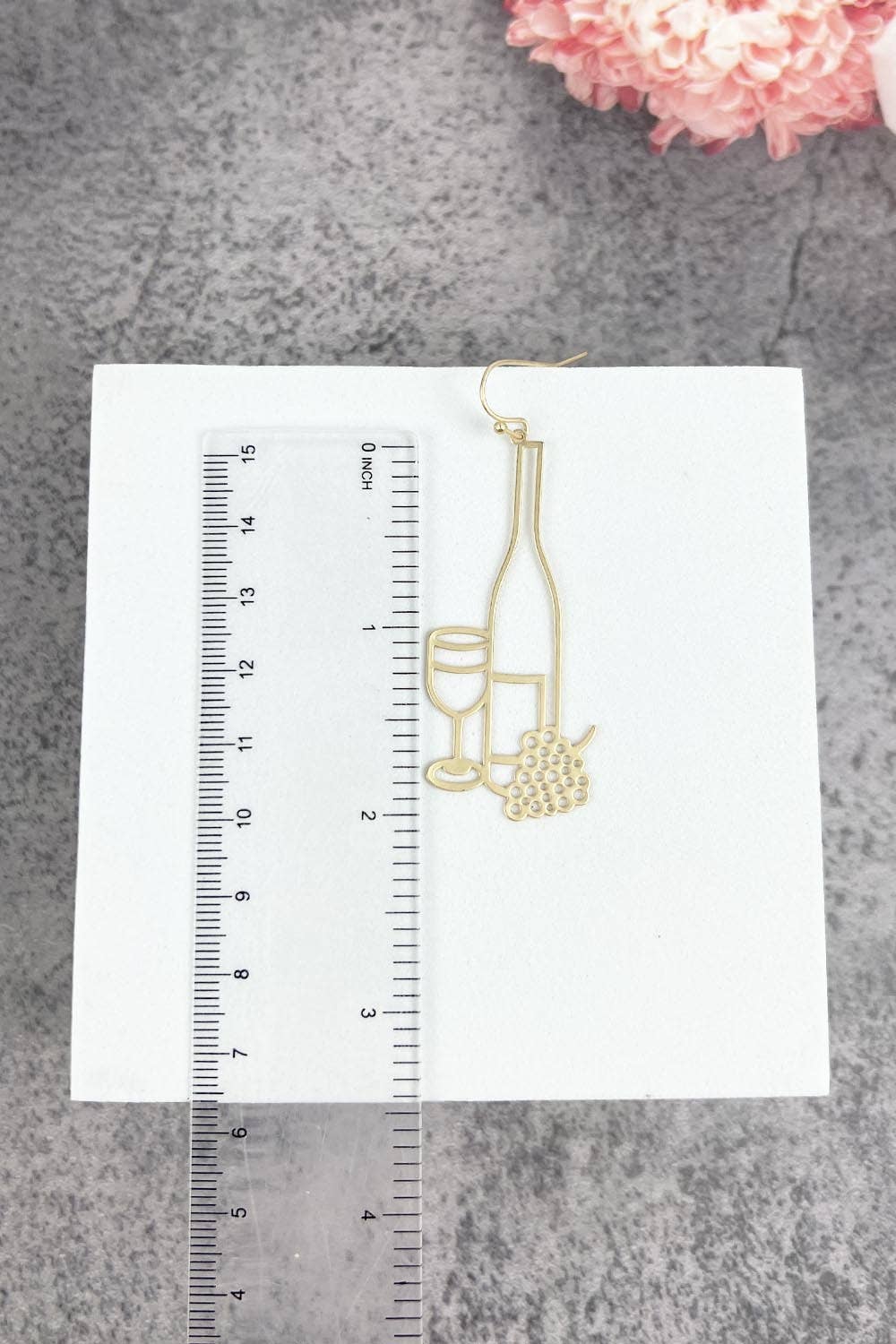 JHP Collection - Wholesale Dangle Earrings - FILLIGREE WINE BOTTLE AND WINE GLASS SHAPE HOOK EARRINGS4