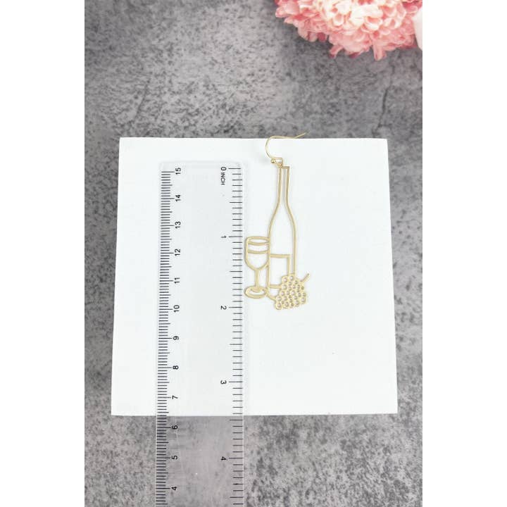 JHP Collection - Wholesale Dangle Earrings - FILLIGREE WINE BOTTLE AND WINE GLASS SHAPE HOOK EARRINGS4