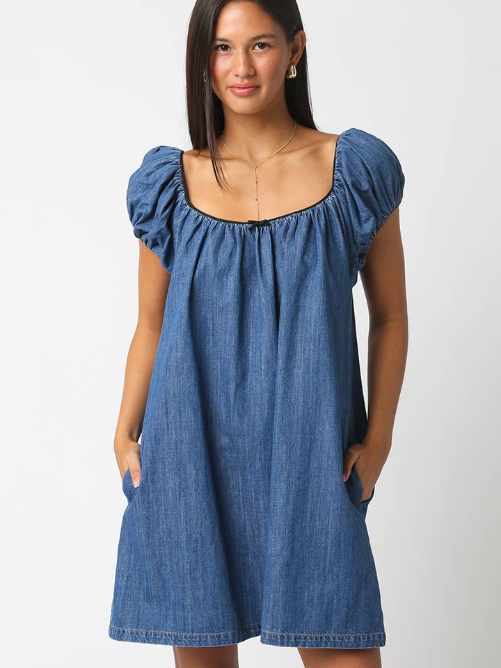 Robe Babydoll en Denim Sasha pour la vente par Olivaceous