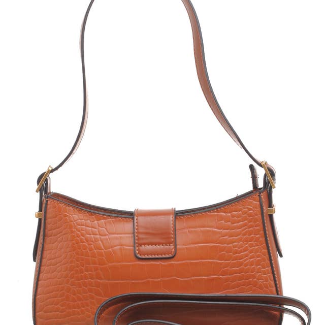 Bessie London - Wholesale Crossbody Bag - Women's - CROC BAGUETTE BAG4