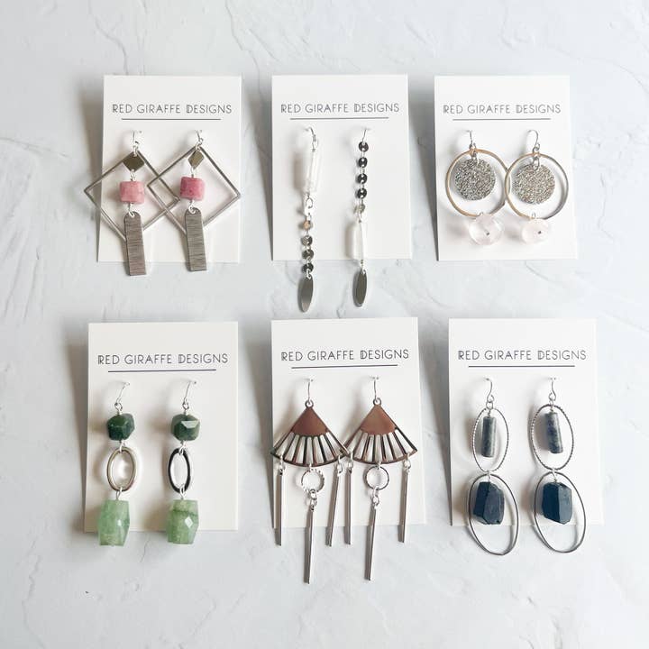 Red Giraffe Designs - Wholesale Dangle Earrings - Assorted Long Silver Earrings3