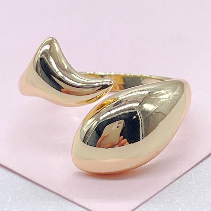 Adjustable 18k GF Smooth Plain Fish Ring for wholesale by Milie
