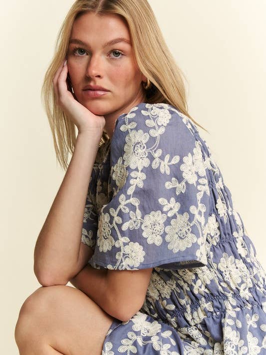 JADE BY JANE - Wholesale Dress - Women's - FLORAL PRINT EMBROIDED MINI DRESS17