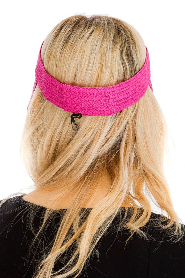 Cap Zone – wholesale Visor – Women's – Petite Solid Color Roll-Up Paper Straw Sun Visor8