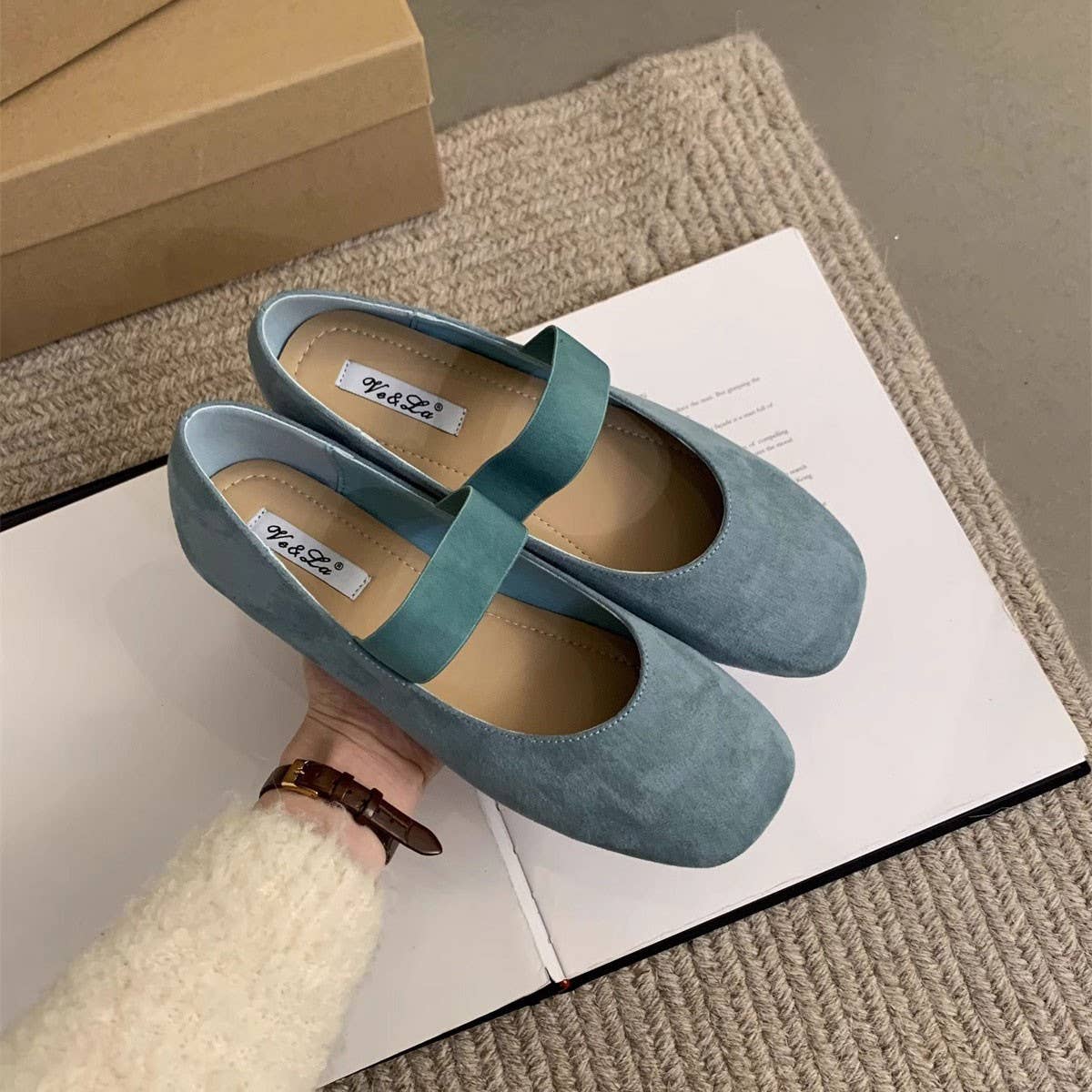 ACCITY - Wholesale Flats - Women's - Suede Ballet Flats Mary Janes for Women_CWSHF00820