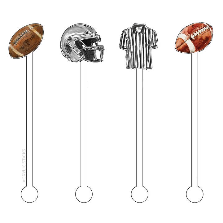 FOOTBALL FANATIC ACRYLIC STIR STICKS COMBO for wholesale by XO ACRYLICS | ACRYLIC STICKS