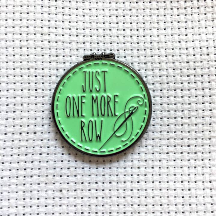 Snarky Crafter Designs - Wholesale Knitting/Crochet Supplies - Just One More Row Cross Stitching Enamel Needle Minder