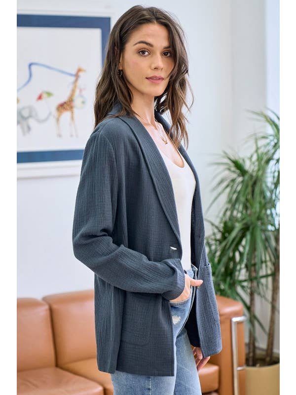 Doe and Rae - Wholesale Blazer - Women's - Cotton Gauze Blazer - 10185J5