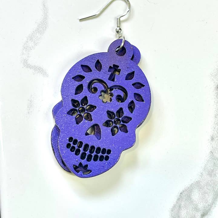 Stardust & Serendipity - Wholesale Dangle Earrings - Dia de los Muertos Sugar Skull Earrings