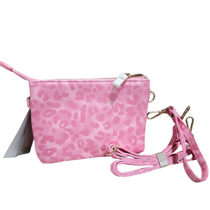 The Bling Barn - Wholesale Crossbody Bag - Women's - Sweet As Pink Leopard Crossbody Multi Compartment Purse0