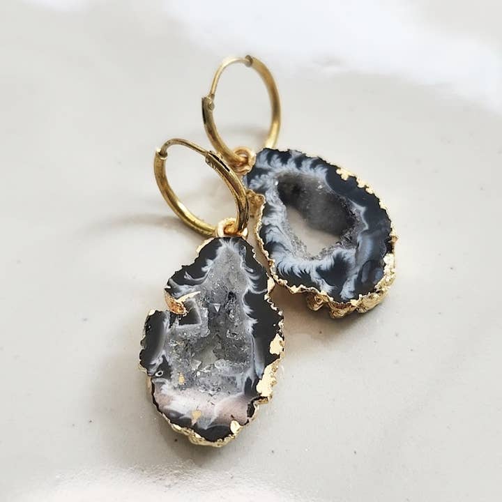 Sara Sela Jewelry - Wholesale Dangle Earrings - Gold Plated Agate/Druzy Dangle and Drop Earrings5