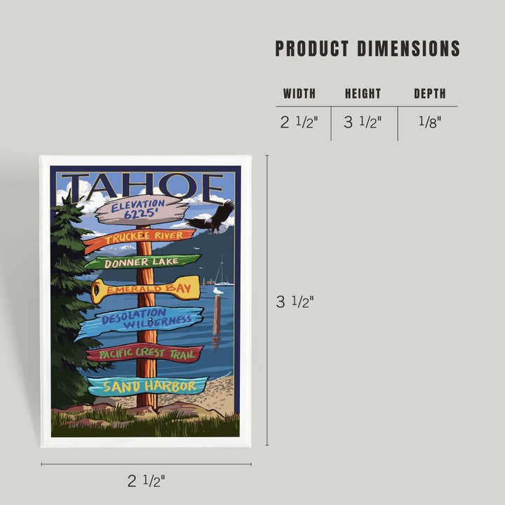 Lantern Press - Wholesale Magnet - MAGNET Tahoe, Destination Signpost3