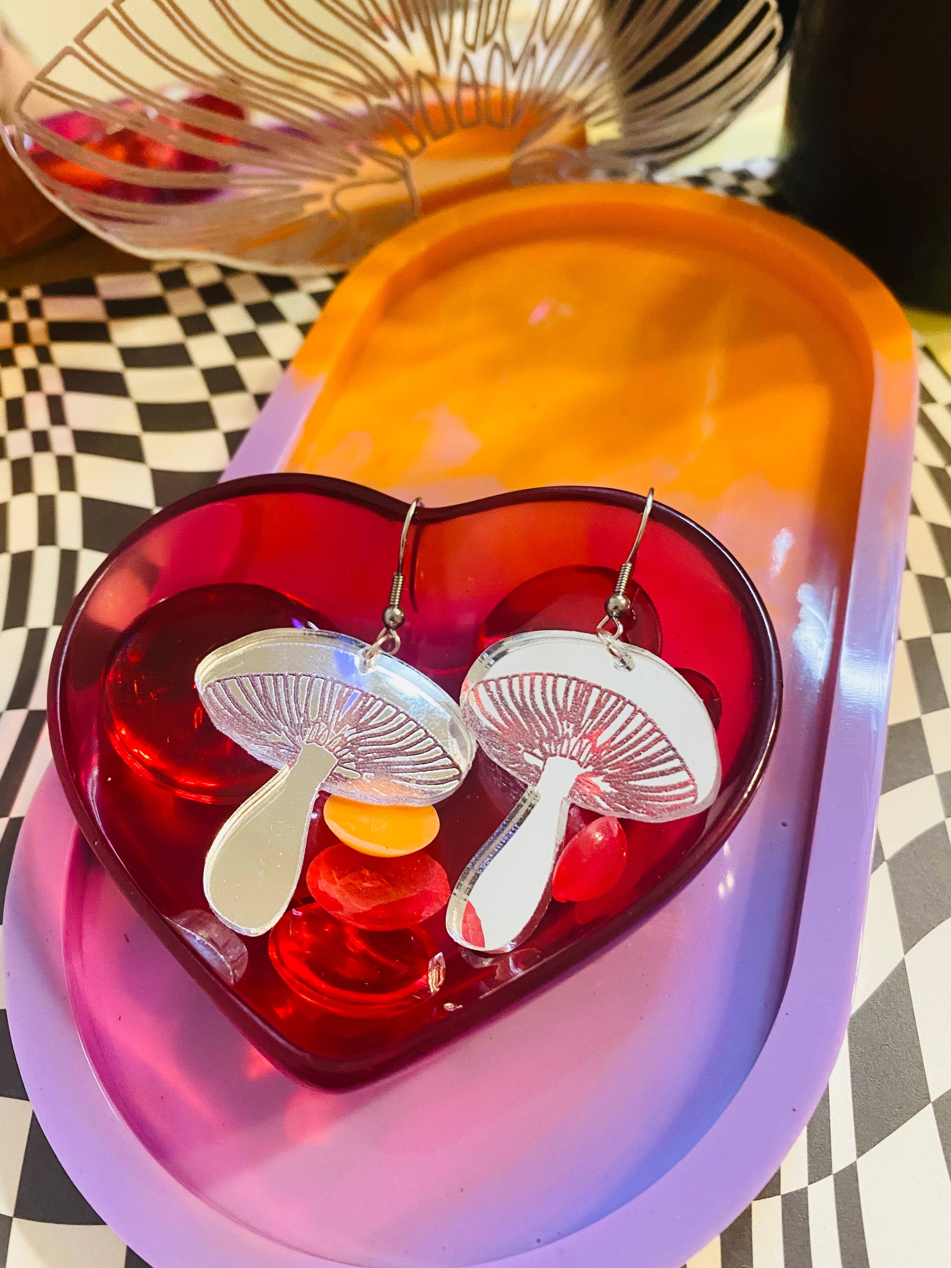 friedflowers – wholesale Dangle earrings – Mystical Mushroom Colour Changing Earrings0