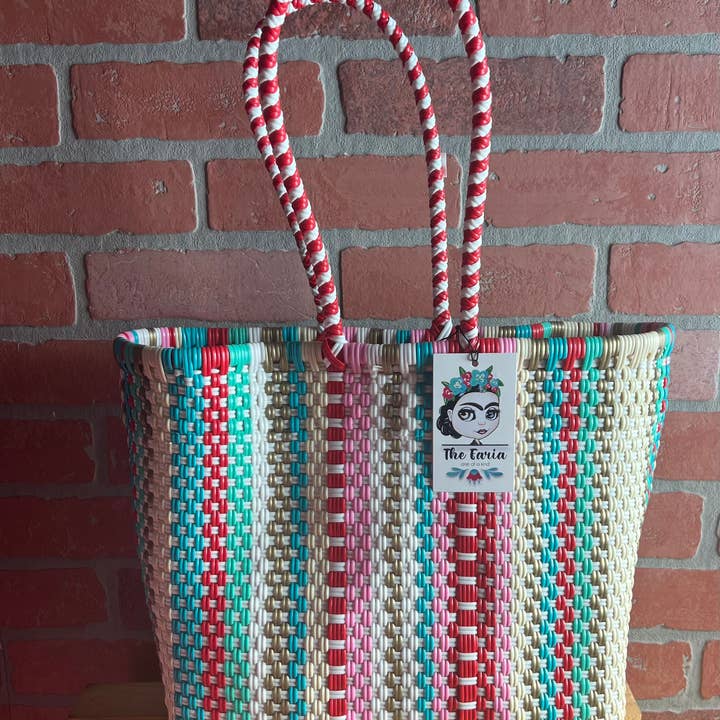 The Faria – Engroshandel Strandtaske – The Faria Håndvævede Strandtasker i Flerfarvet Genbrugsplast