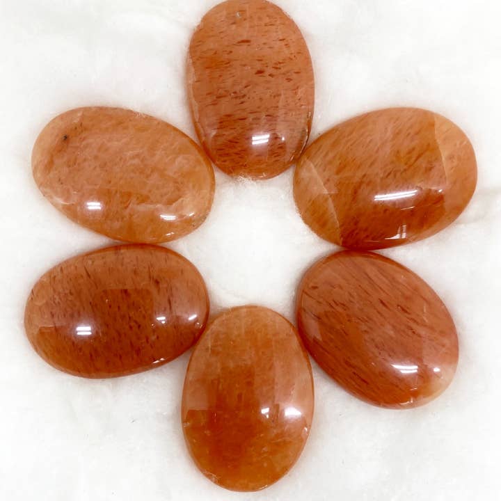 REMOVED BRAND - Wholesale Spiritual Stone/Crystal - Orange Aventurine Crystal Pocket Stones, Palm - Oval Stones
