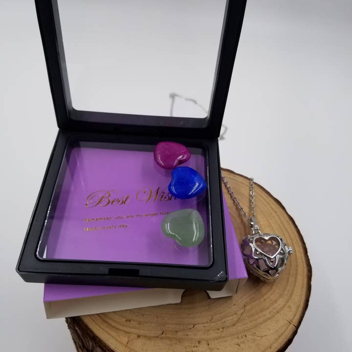 Silver Interchangeable Heart Necklaces With 4 Stone for wholesale by CHAKRA JEWELRY