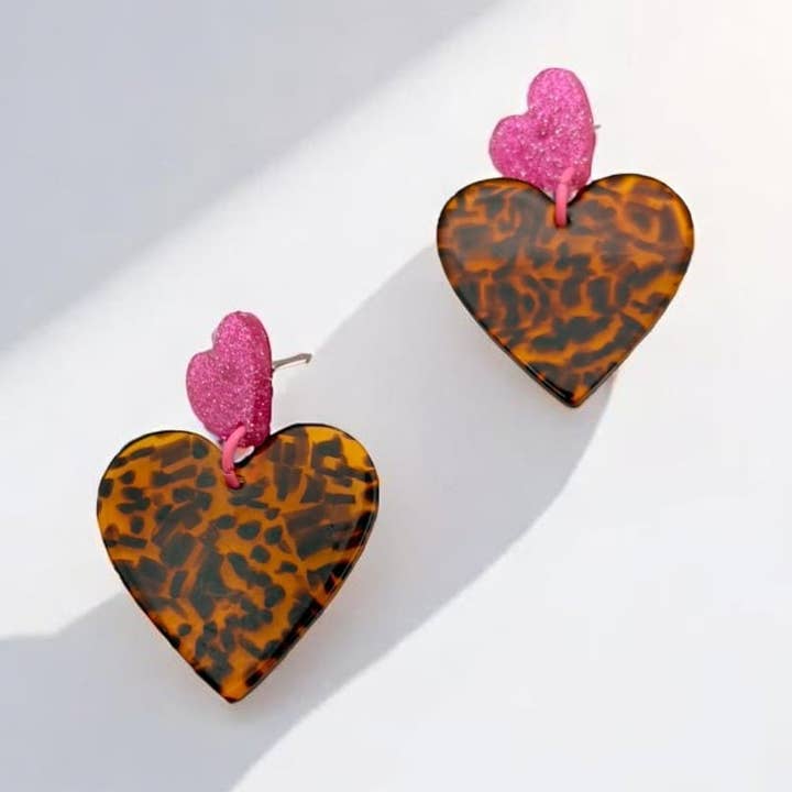 Pendientes corazón leopardo Lena para venta al por mayor de Camila Brua