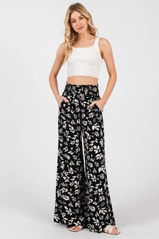 Final Touch - Wholesale Pants - Women's - Wide Smock Waist Wide Leg Pants - VNP70263B512