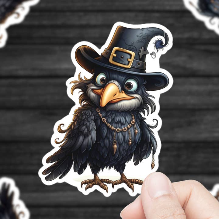 Autocollant Silly Magical Crow pour la vente par Mystical Clarity