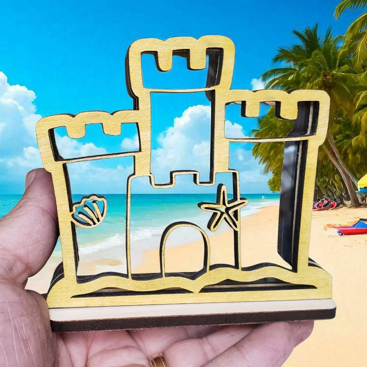 Sand Castle Sea Glass Shadowbox Display 4 Styles for wholesale by Sea Glass Displays