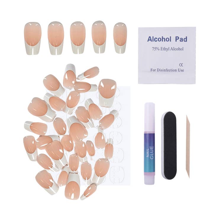 Maniology - Wholesale Press-on/fake nails - White Tie Press On Nails - Short Coffin2